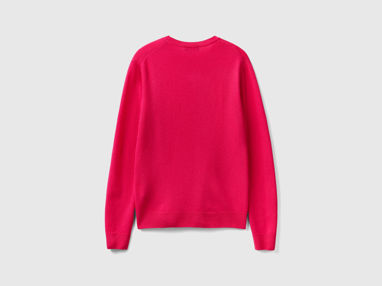 Maglia girocollo fucsia in lana Merino da donna rosso 2 | Benetton Outlet