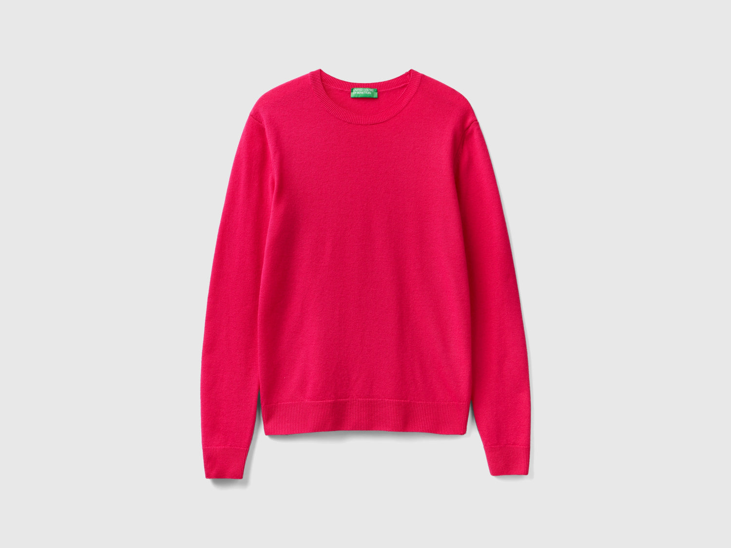 Maglia girocollo fucsia in lana Merino da donna rosso | Benetton Outlet