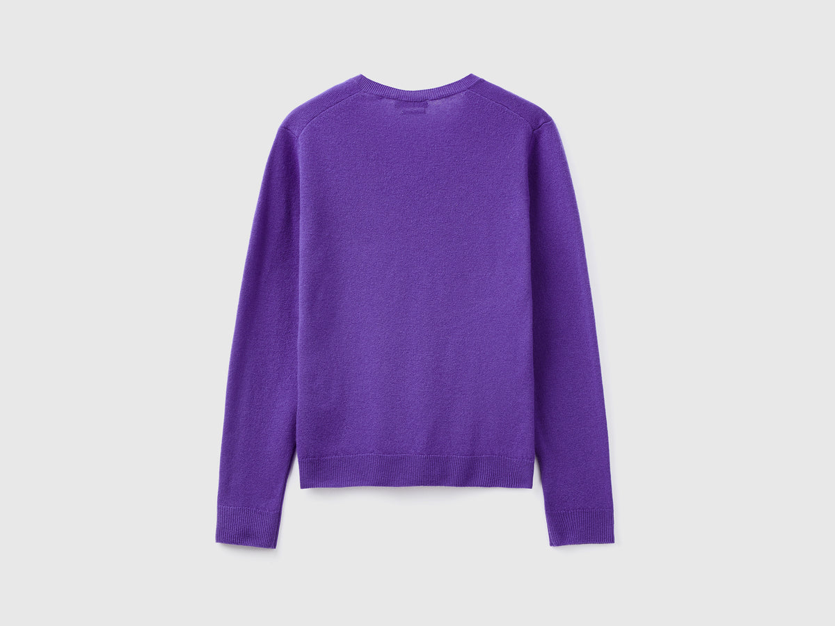 Maglia con scollo a V in pura lana Merino