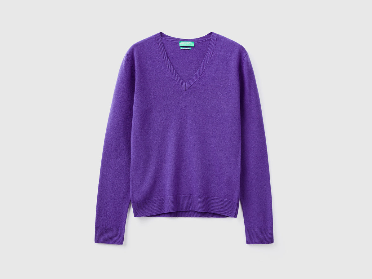 Maglia con scollo a V in pura lana Merino