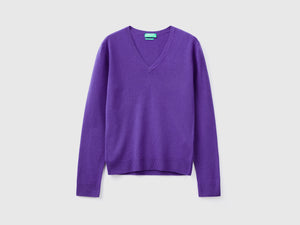 Maglia con scollo a V in pura lana Merino