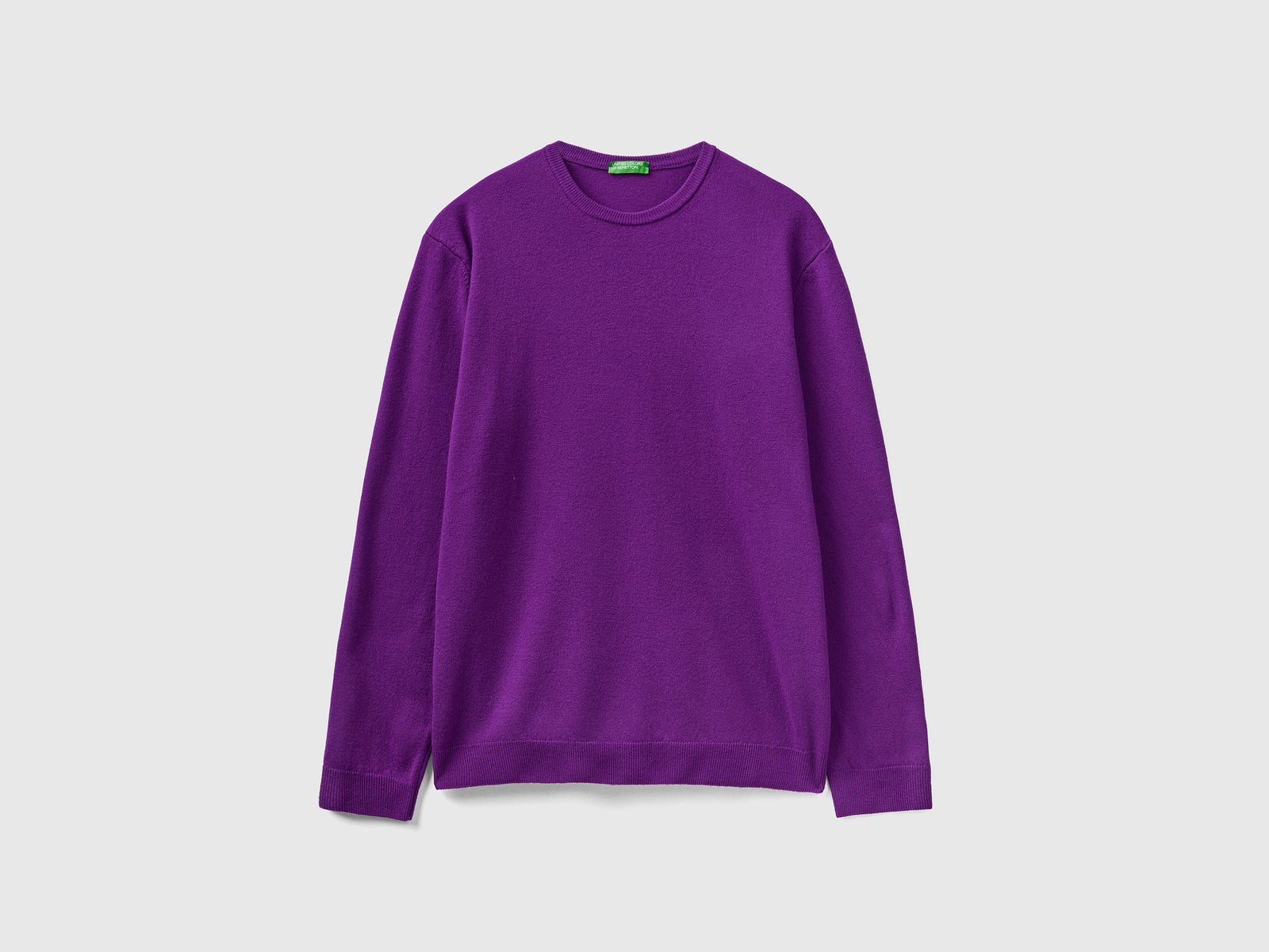 Maglia girocollo in pura lana Merino da uomo viola | Benetton Outlet
