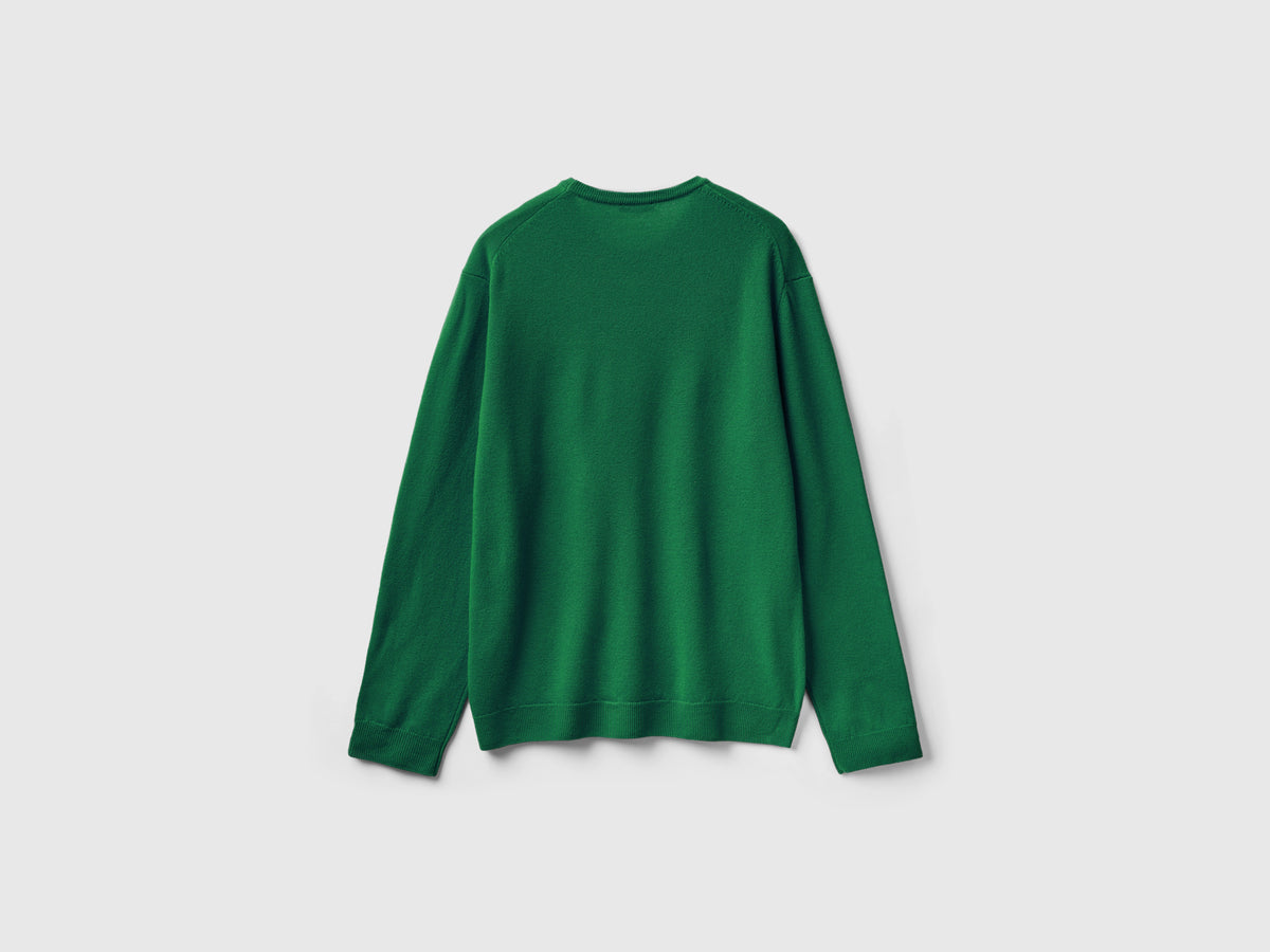 Maglia girocollo bosco in pura lana Merino