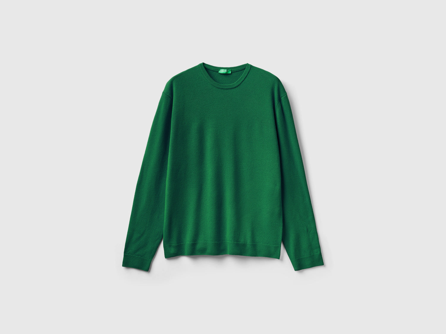Maglia girocollo bosco in pura lana Merino da uomo verde | Benetton Outlet