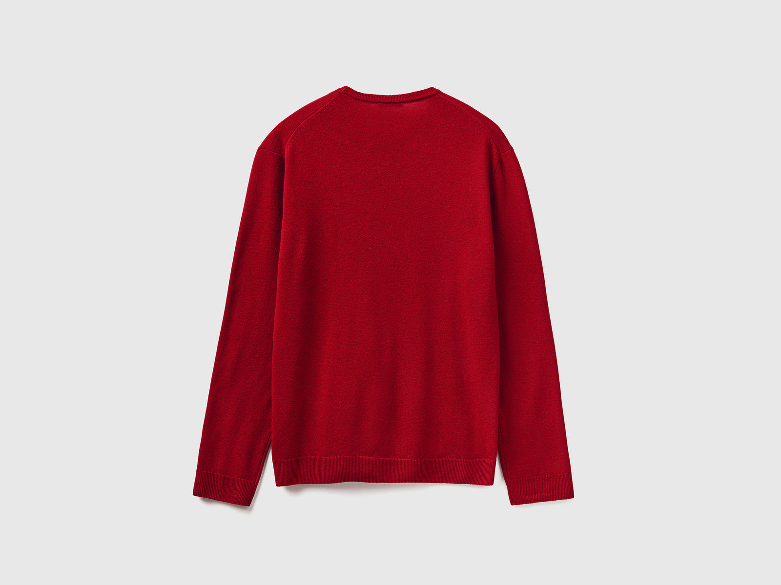 Maglia girocollo in pura lana Merino da uomo bordeaux 2 | Benetton Outlet