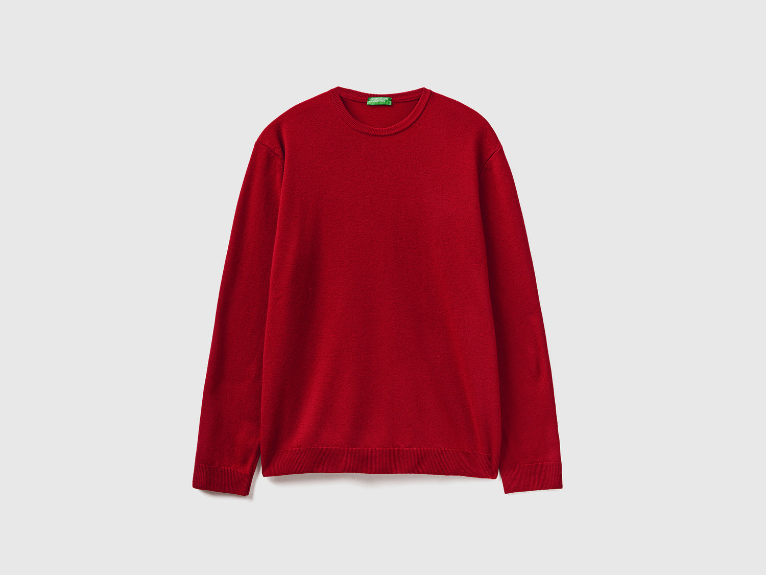 Maglia girocollo in pura lana Merino da uomo bordeaux | Benetton Outlet
