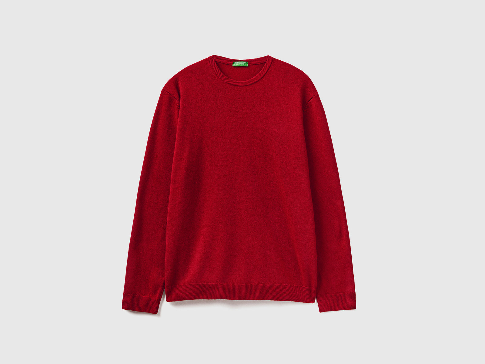 Maglia girocollo in pura lana Merino da uomo bordeaux | Benetton Outlet
