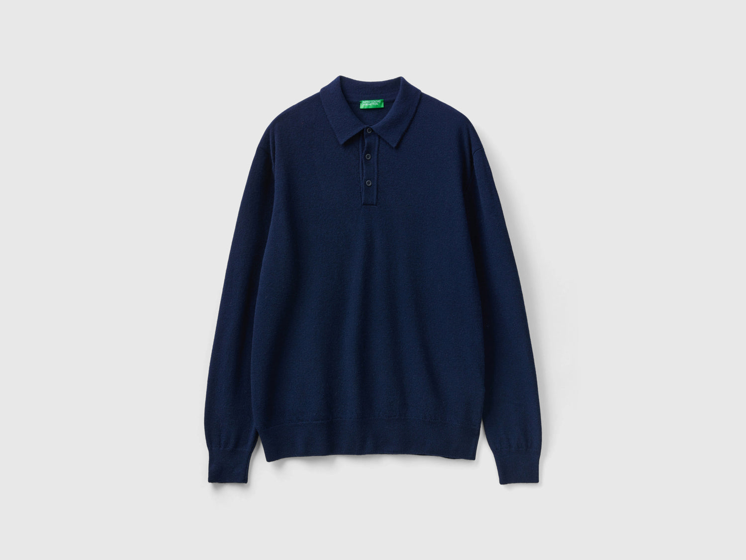 Polo de pura lana merino da uomo blu scuro | Benetton Outlet