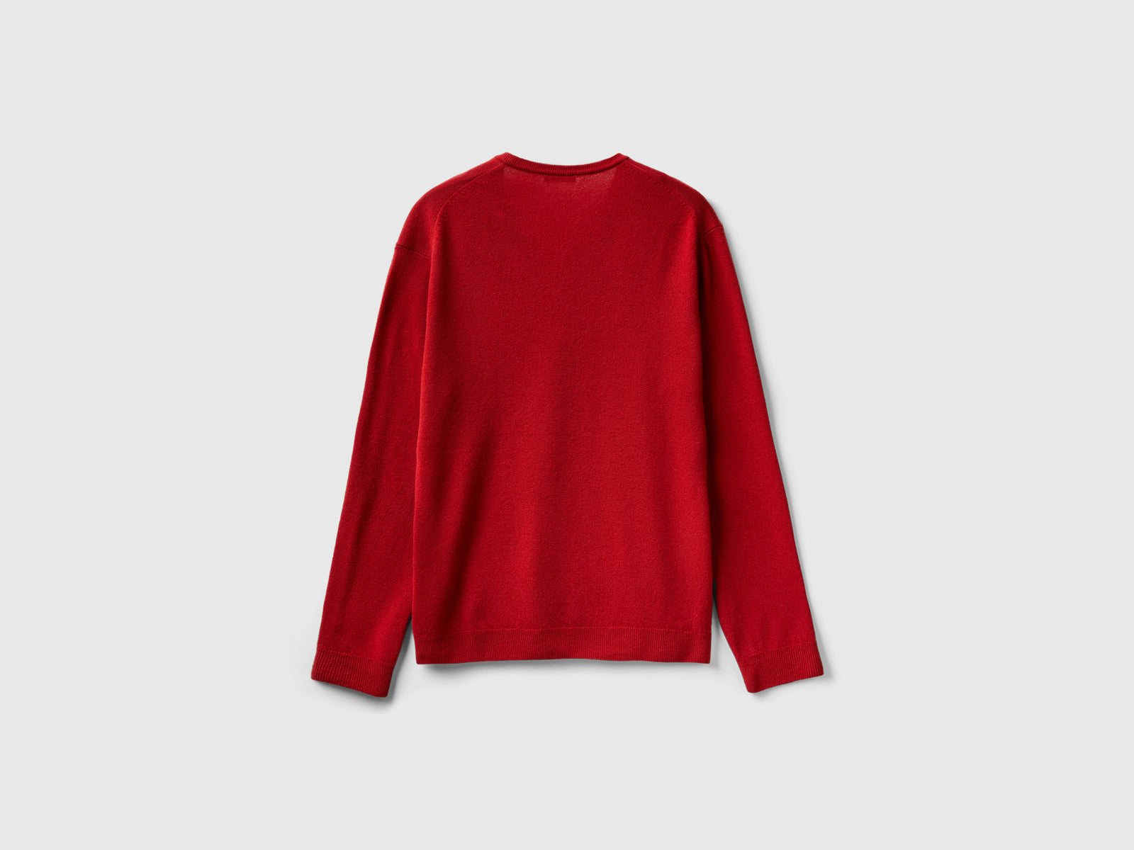 Maglia scollo a V in pura lana Merino da uomo bordeaux 2 | Benetton Outlet
