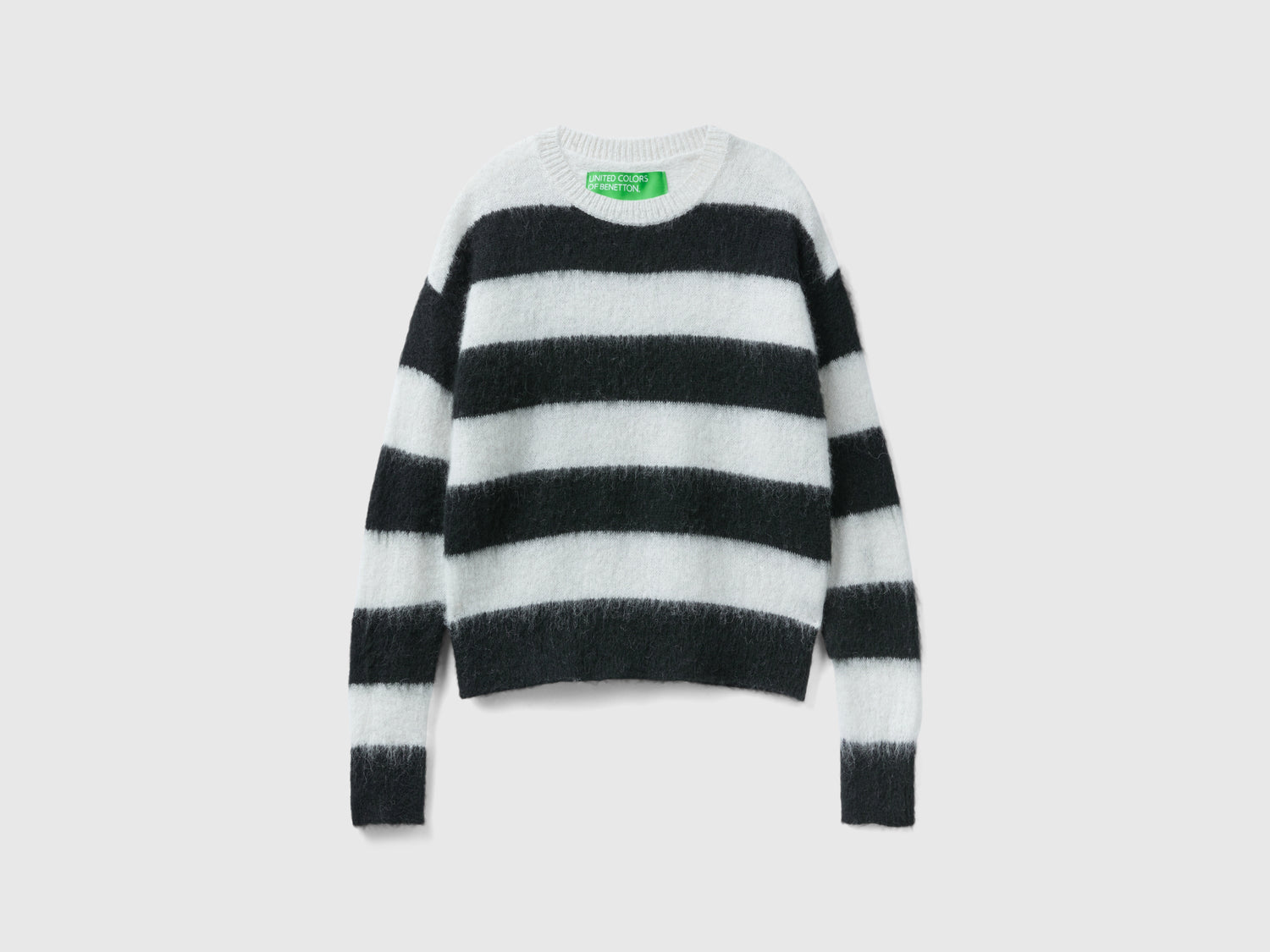 Maglia a righe in misto alpaca da donna nero | Benetton Outlet