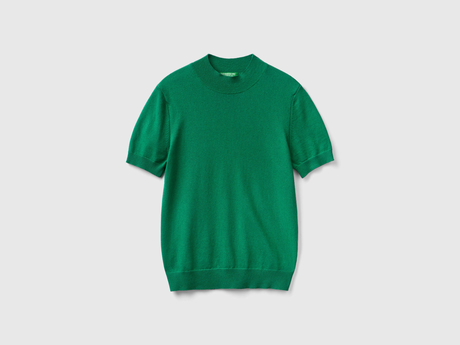 Maglia bosco a manica corta in misto cashmere da donna verde | Benetton Outlet