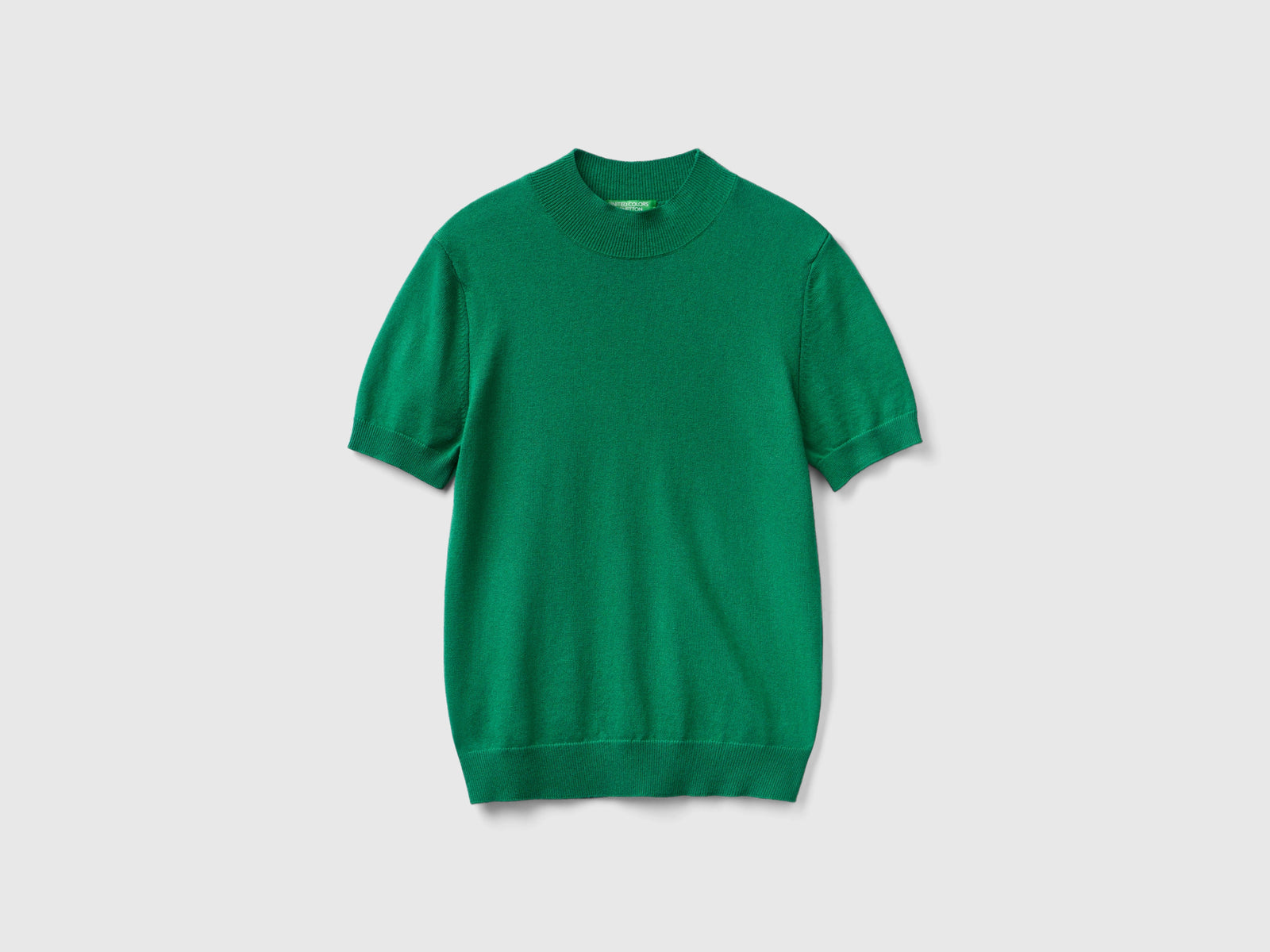 Maglia bosco a manica corta in misto cashmere da donna verde | Benetton Outlet