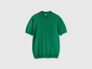 Maglia bosco a manica corta in misto cashmere