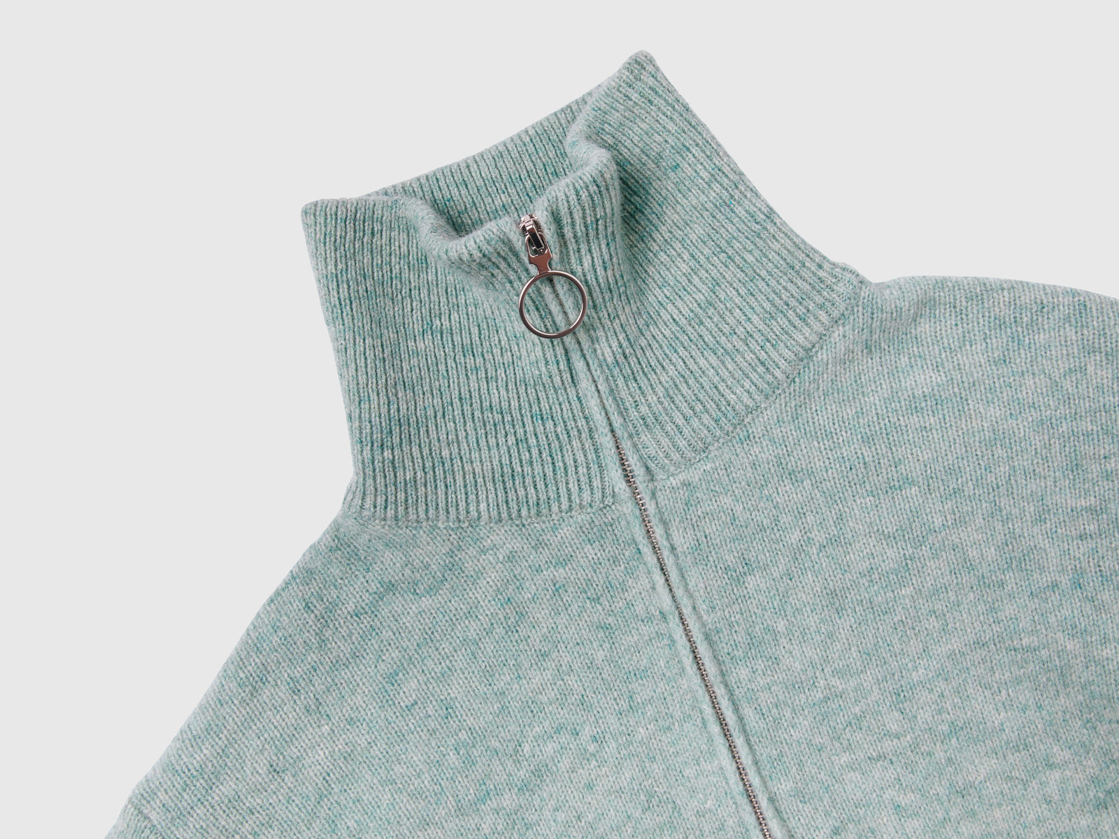 Maglione collo alto in pura lana Shetland da donna verde acqua 3 | Benetton Outlet