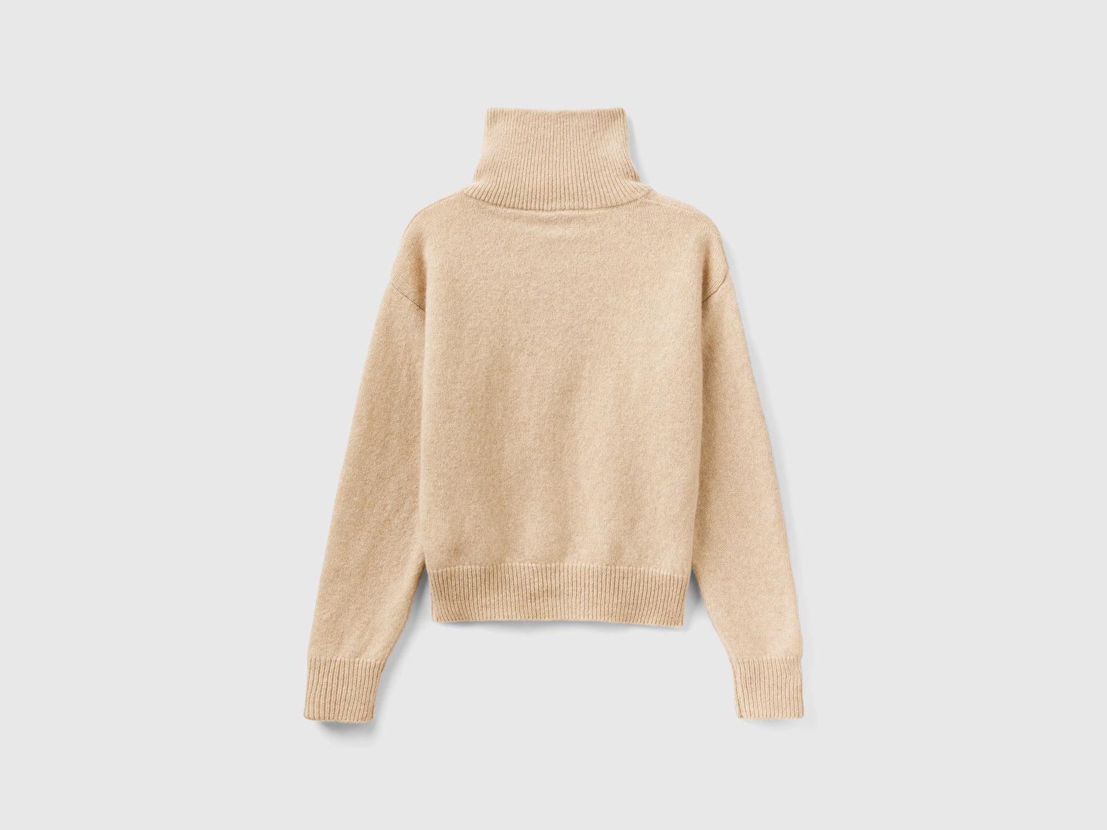 Maglione collo alto in pura lana Shetland da donna beige 2 | Benetton Outlet