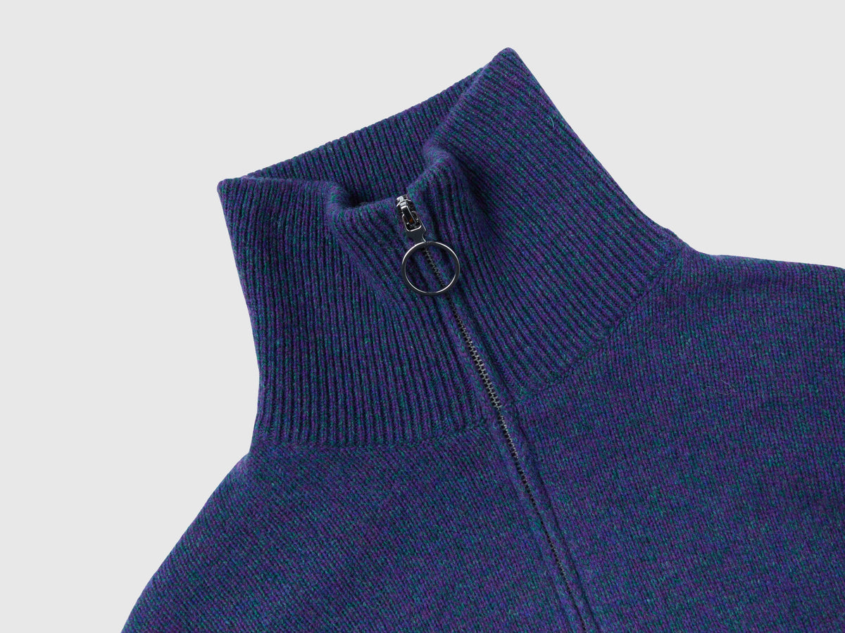 Maglione collo alto in pura lana Shetland