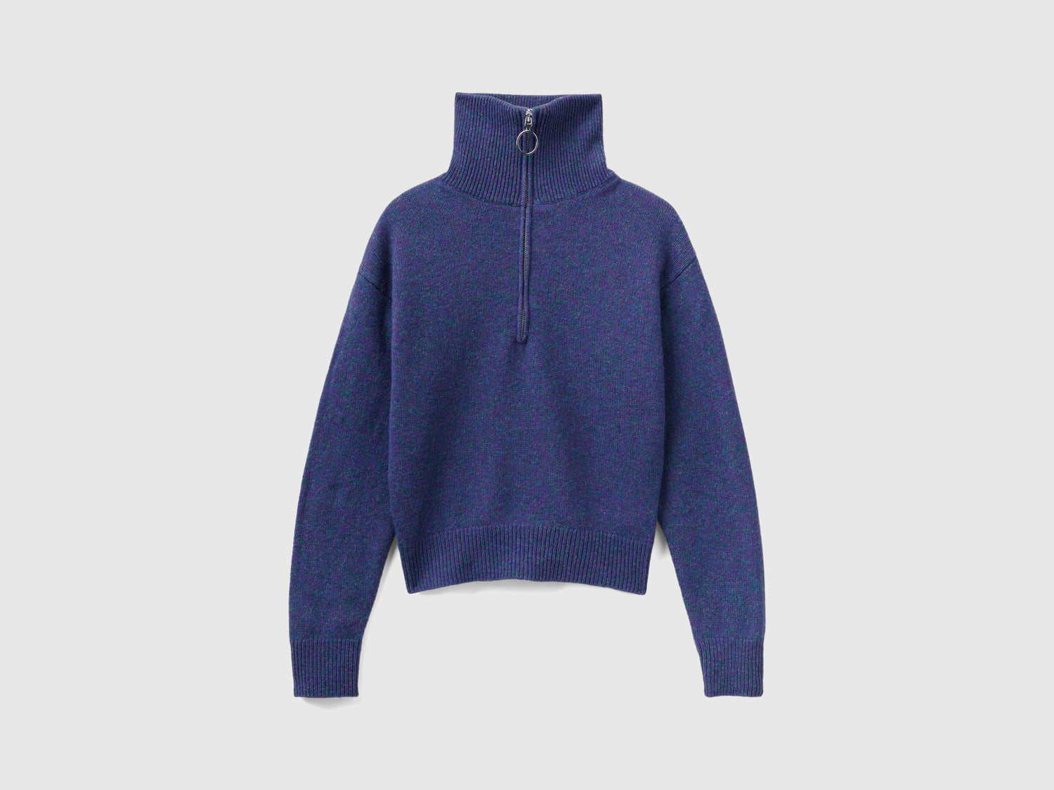 Maglione collo alto in pura lana Shetland da donna viola | Benetton Outlet