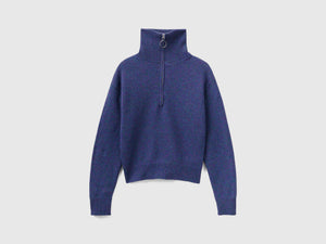 Maglione collo alto in pura lana Shetland