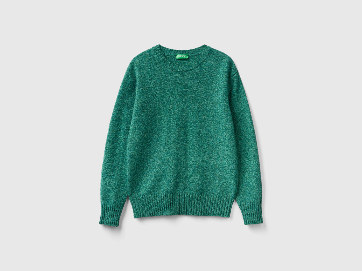 Maglia in pura lana Shetland da donna verde | Benetton Outlet