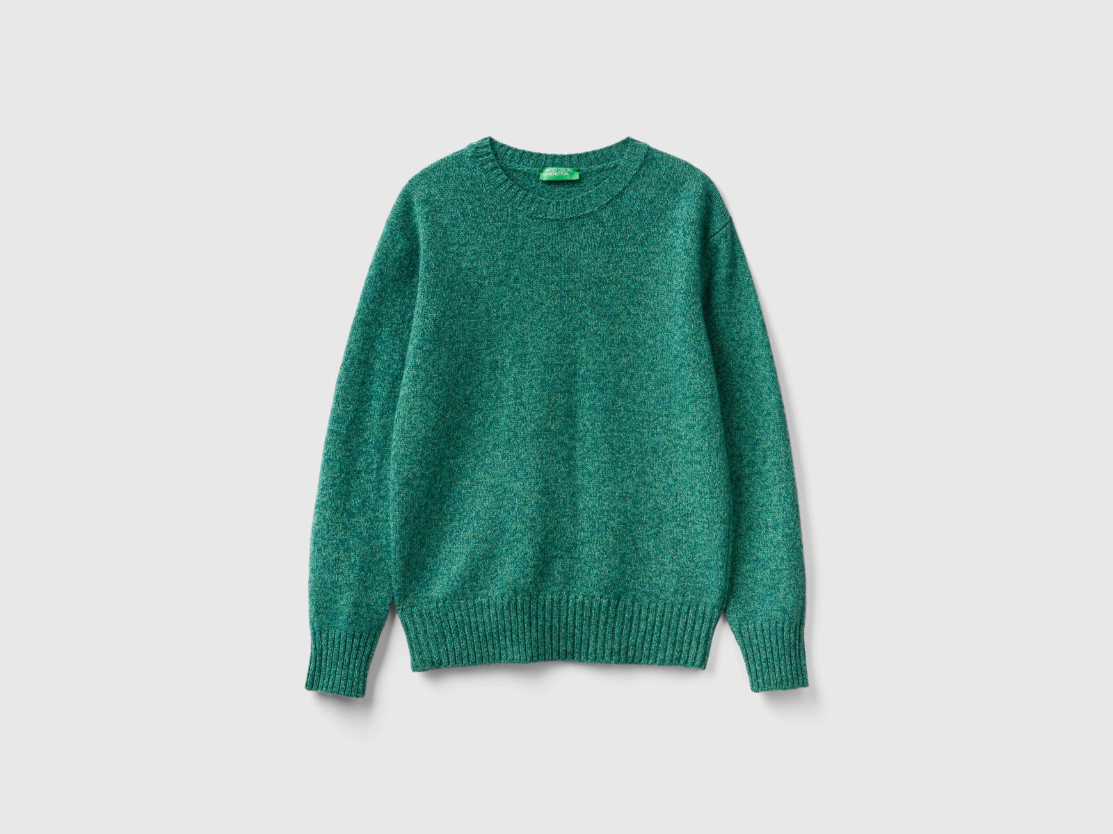 Maglia in pura lana Shetland da donna verde | Benetton Outlet