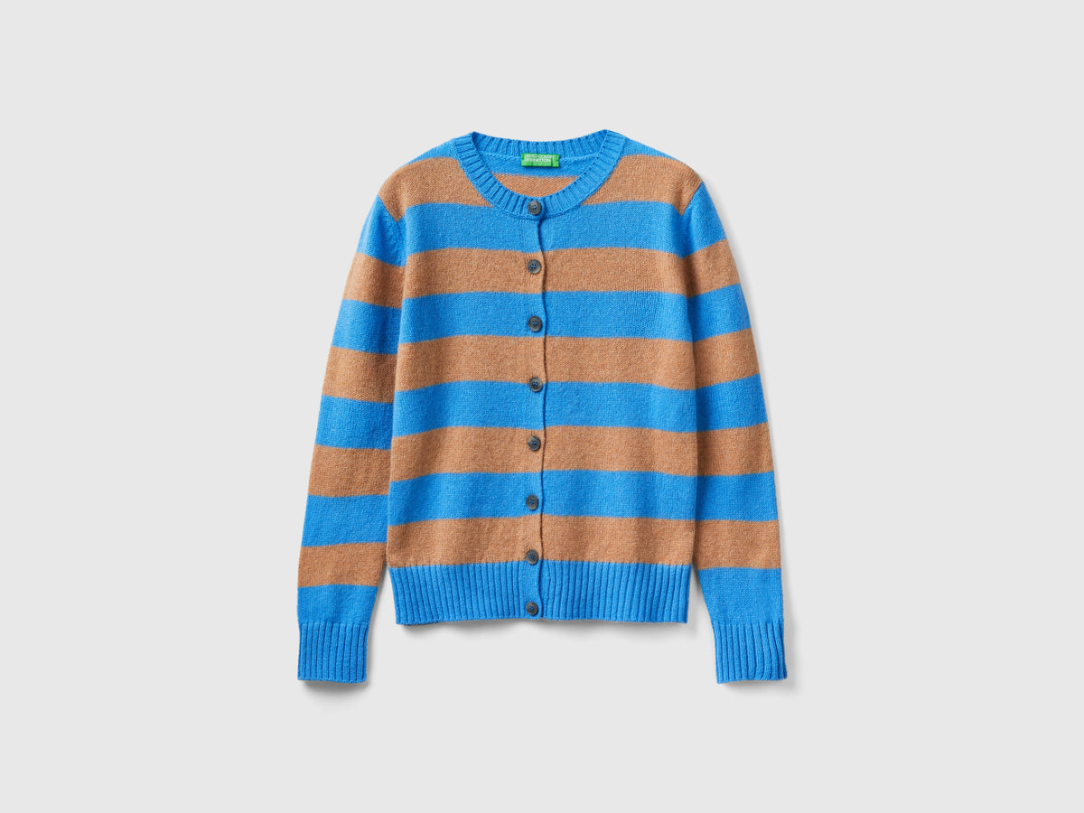Cardigan a righe in pura lana Shetland