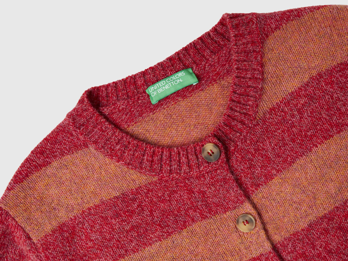 Cardigan a righe in pura lana Shetland