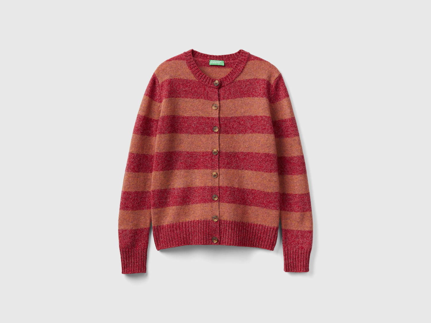 Cardigan a righe in pura lana Shetland da donna multi-color | Benetton Outlet