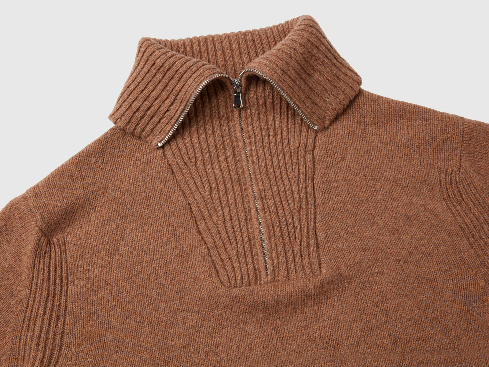 Pure Shetland wool sweater da uomo cammello 3 | Benetton Outlet