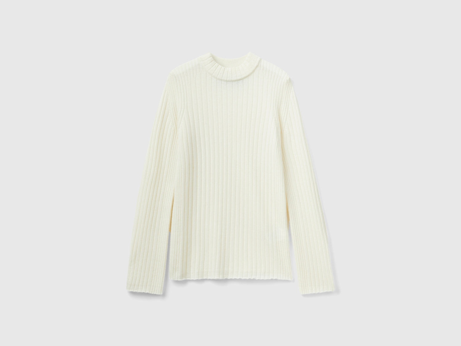 Maglia lupetto con spacchi da donna bianco panna | Benetton Outlet