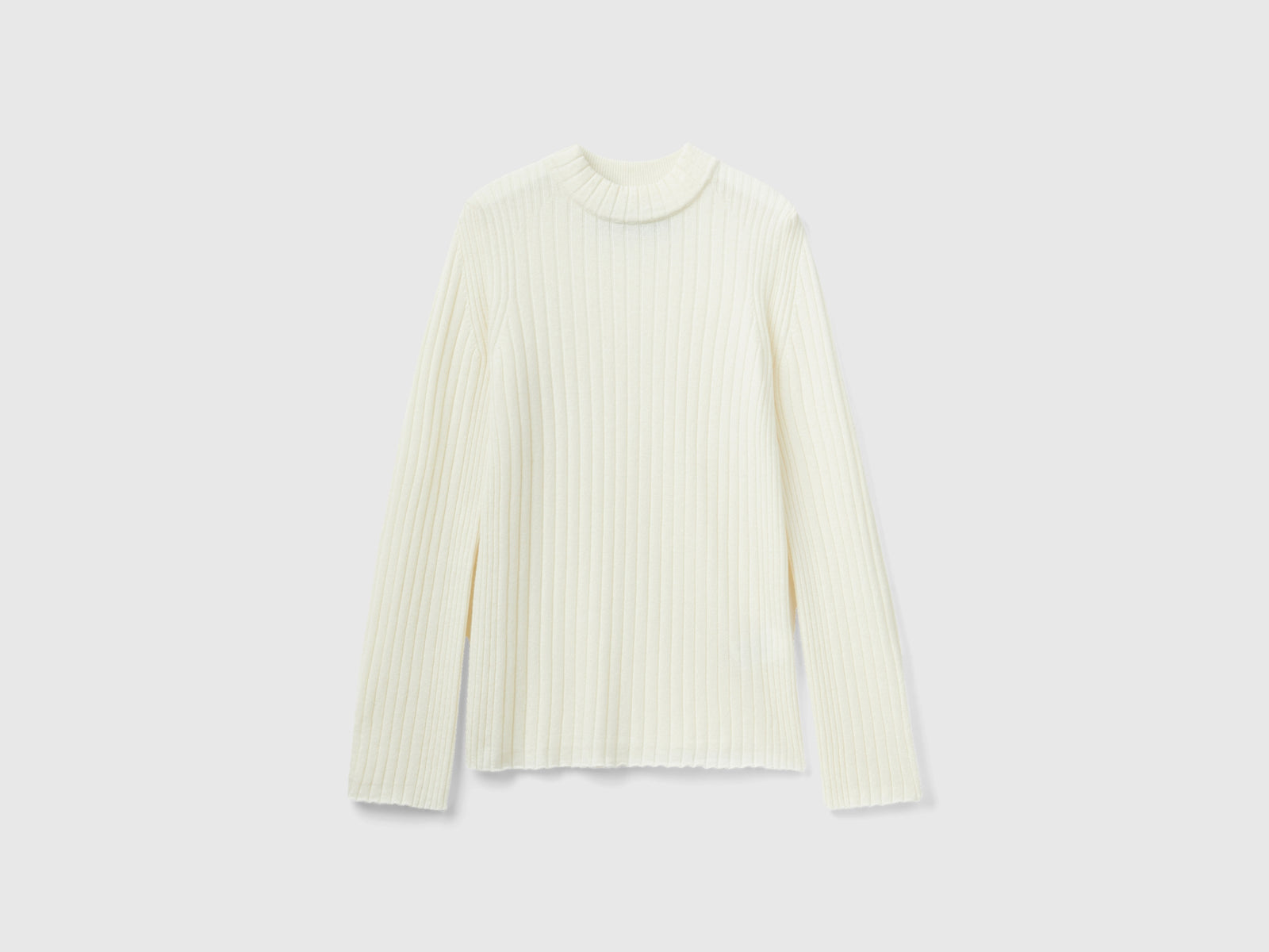 Maglia lupetto con spacchi da donna bianco panna | Benetton Outlet