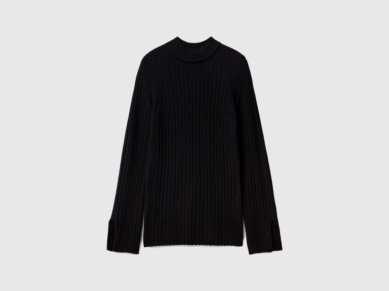 Maglia lupetto con spacchi da donna nero | Benetton Outlet
