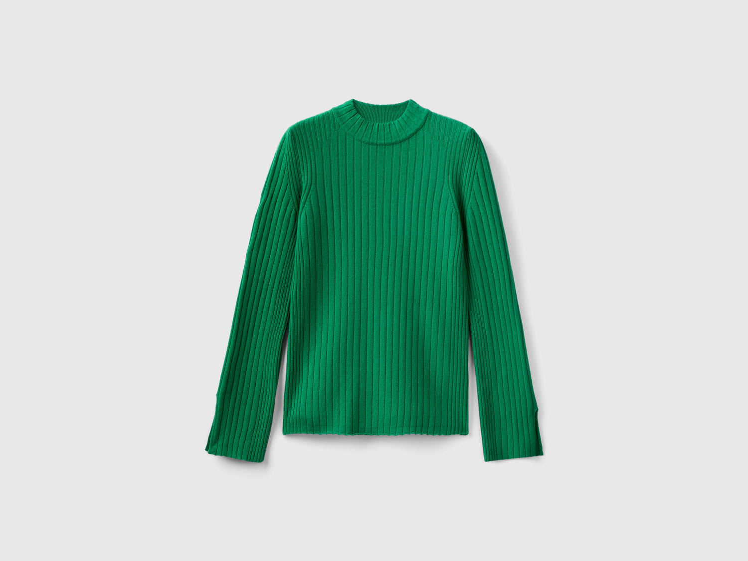 Maglia lupetto con spacchi da donna verde | Benetton Outlet