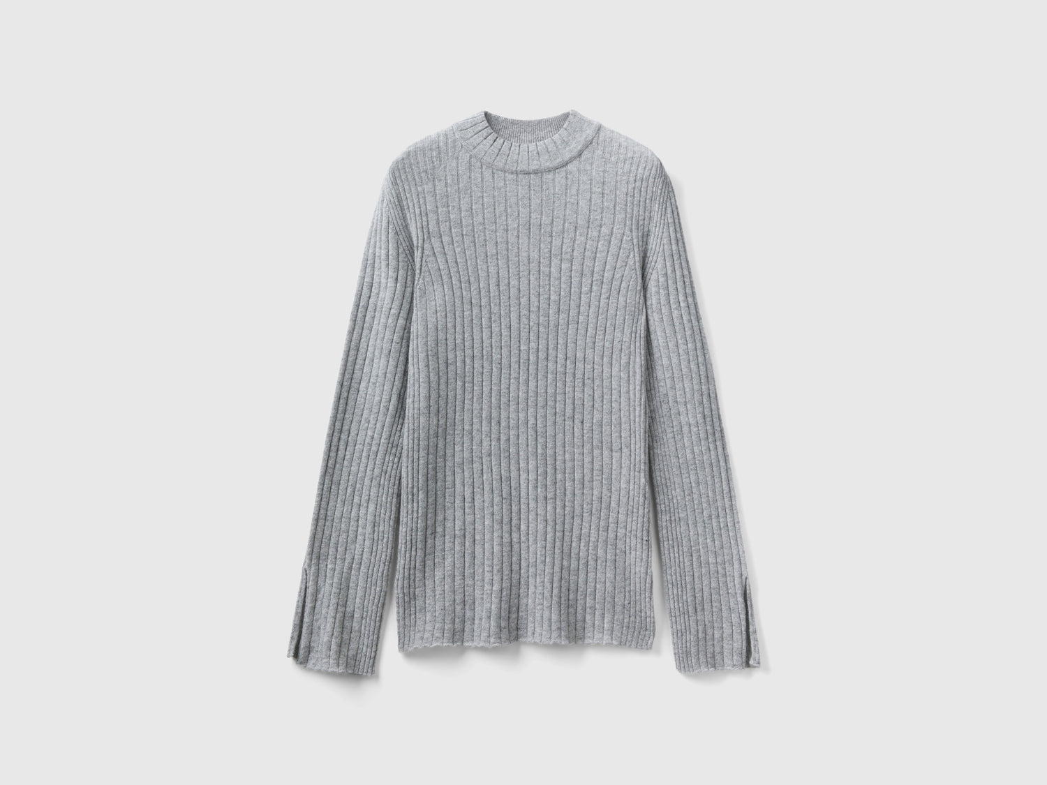 Maglia lupetto con spacchi da donna grigio chiaro | Benetton Outlet
