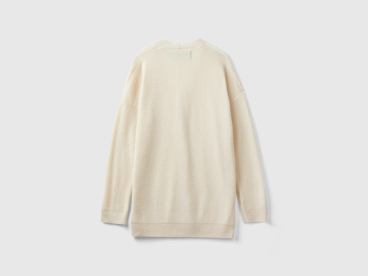 Cardigan over fit in misto lana