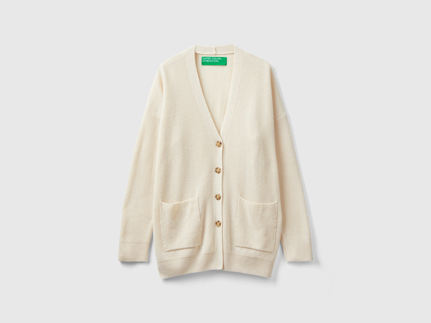 Cardigan over fit in misto lana da donna beige | Benetton Outlet