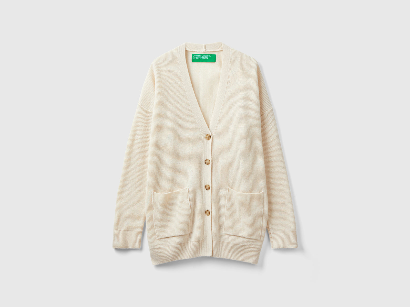 Cardigan over fit in misto lana da donna beige | Benetton Outlet