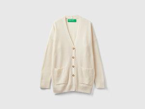 Cardigan over fit in misto lana