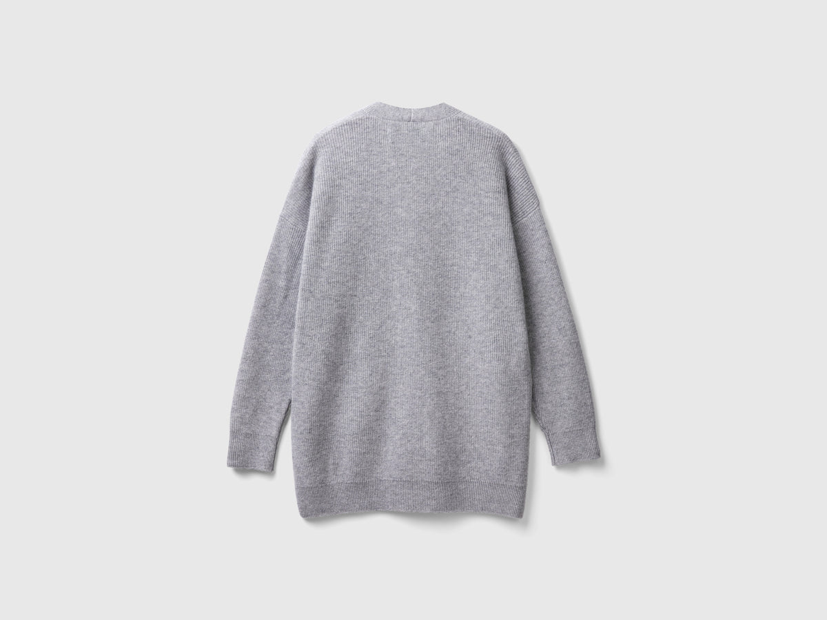 Cardigan over fit in misto lana