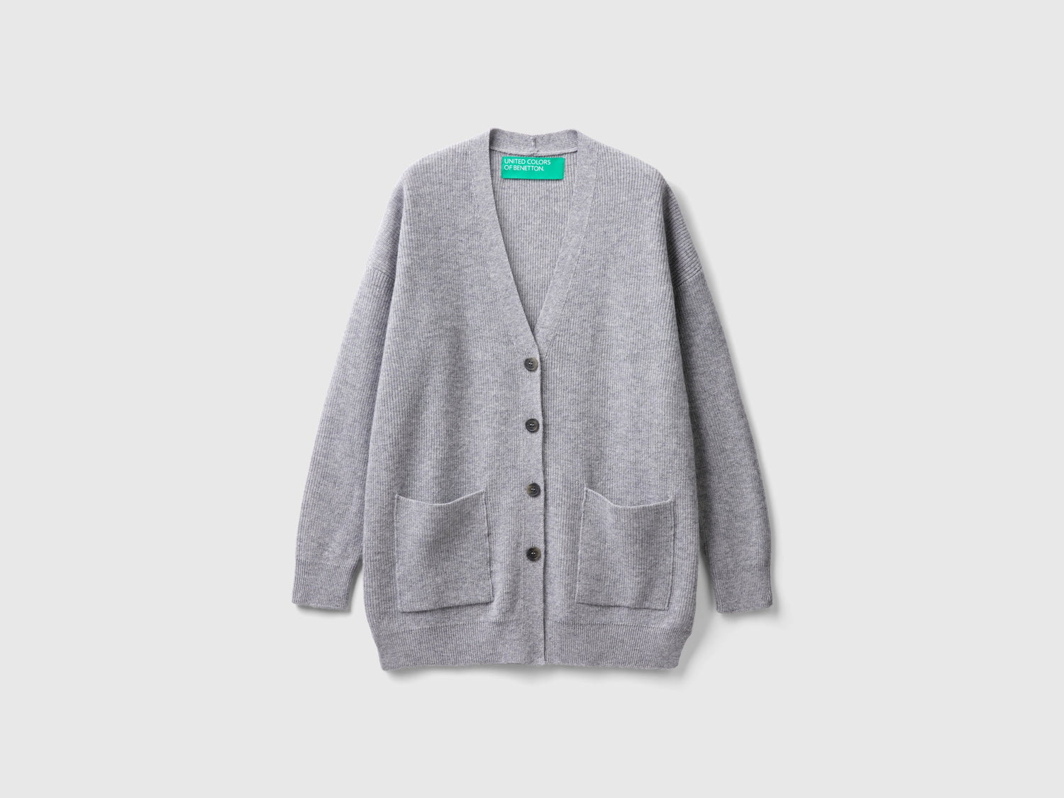 Cardigan over fit in misto lana da donna grigio chiaro | Benetton Outlet