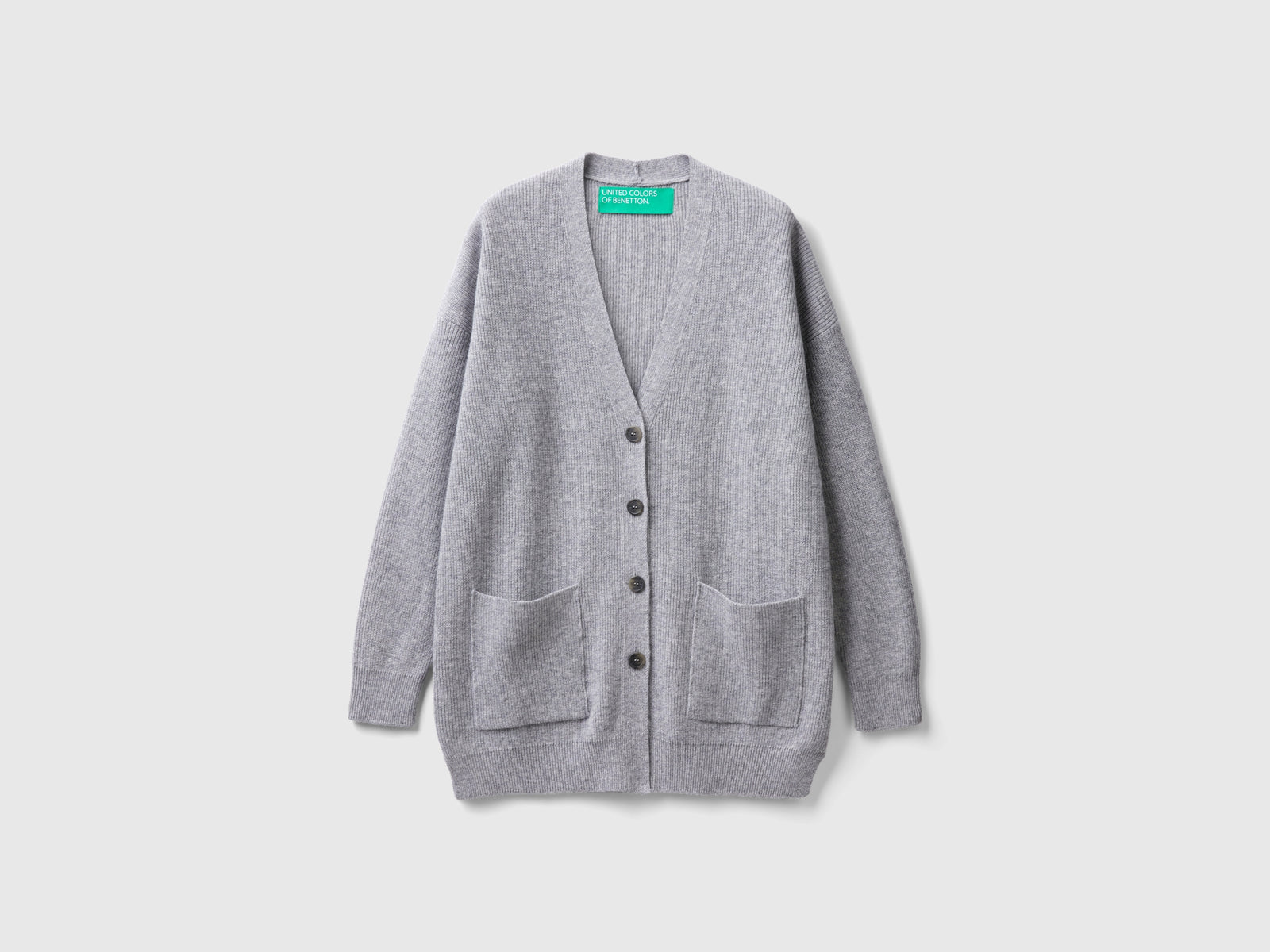 Cardigan over fit in misto lana da donna grigio chiaro | Benetton Outlet
