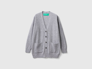 Cardigan over fit in misto lana