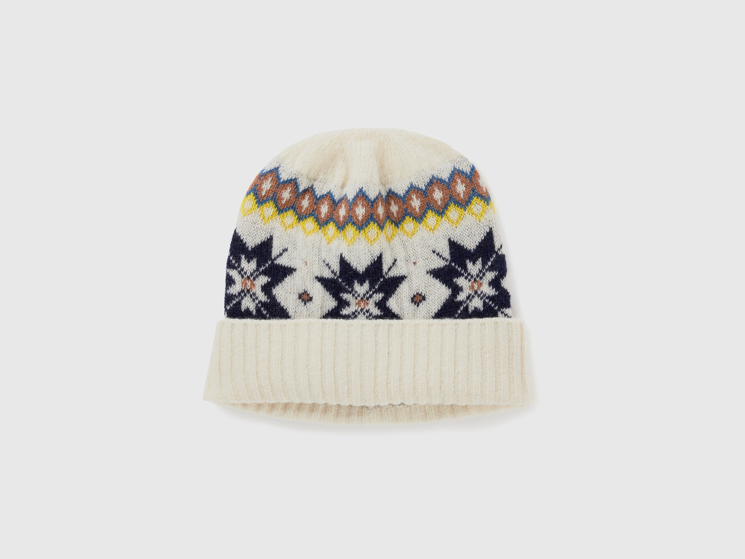 Cappello con motivi geometrici da donna bianco panna | Benetton Outlet