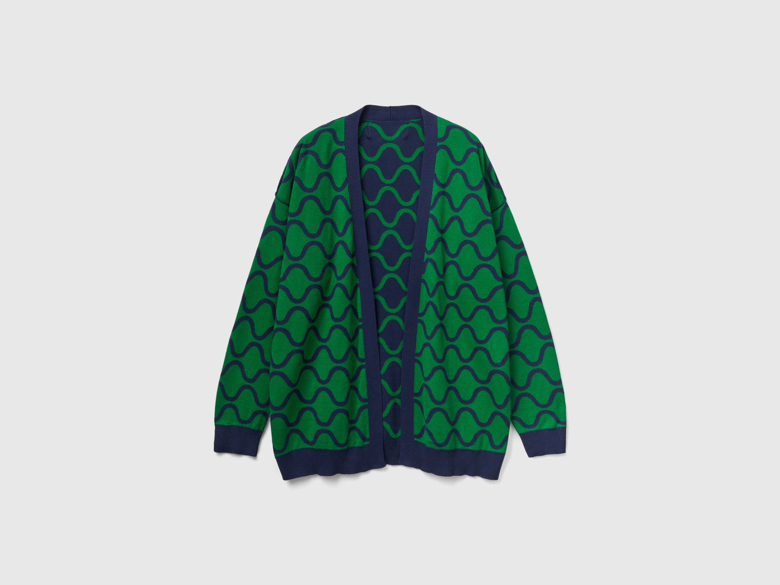 Cardigan reversibile con motivo onde da donna blu scuro 3 | Benetton Outlet