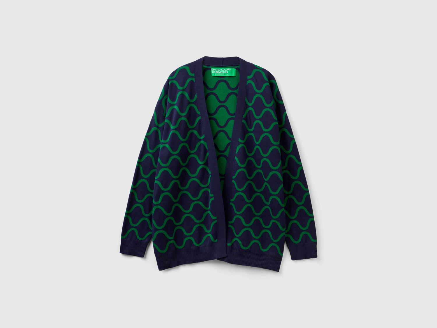 Cardigan reversibile con motivo onde da donna blu scuro | Benetton Outlet