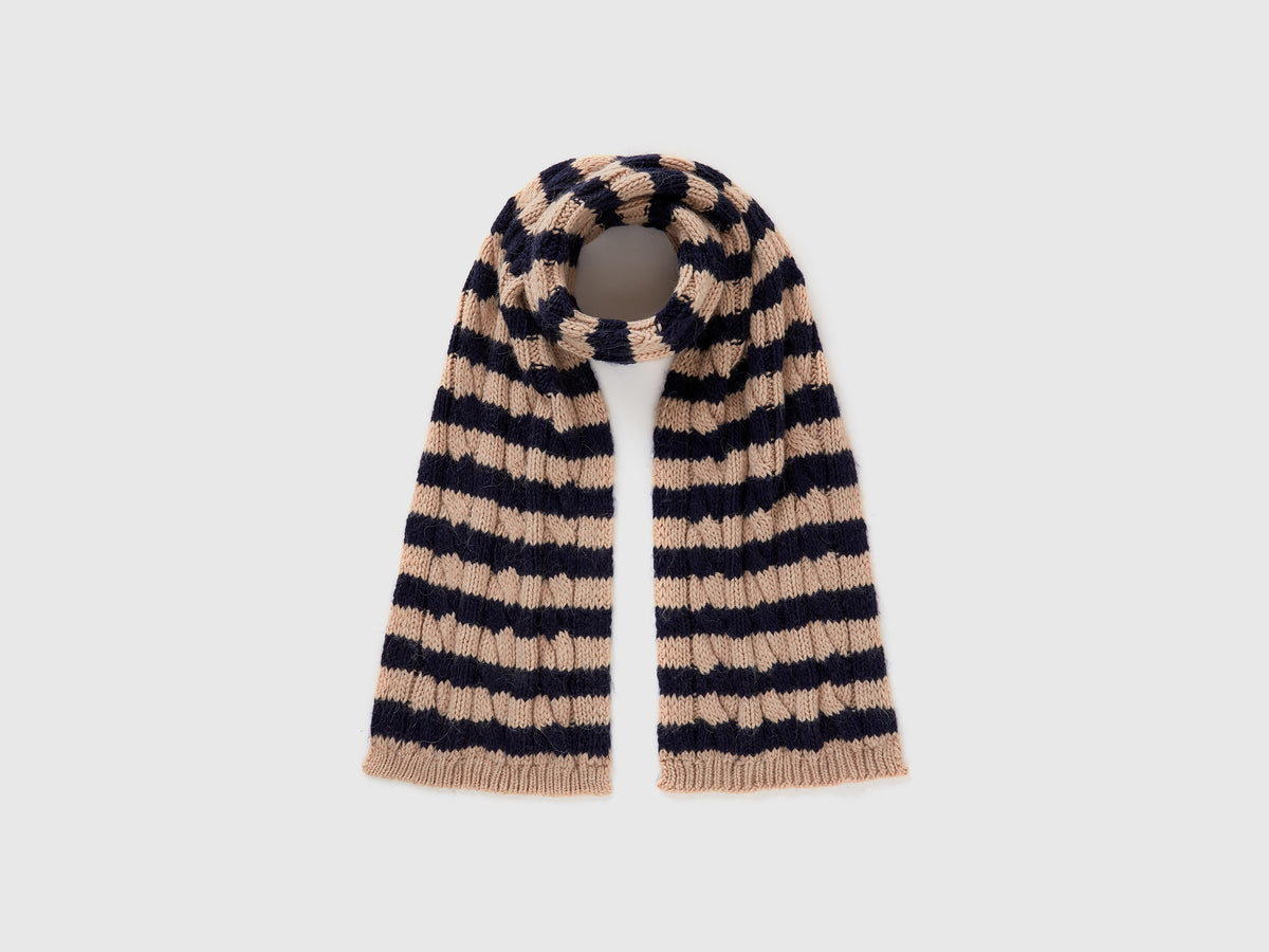 Striped scarf in wool and alpaca blend