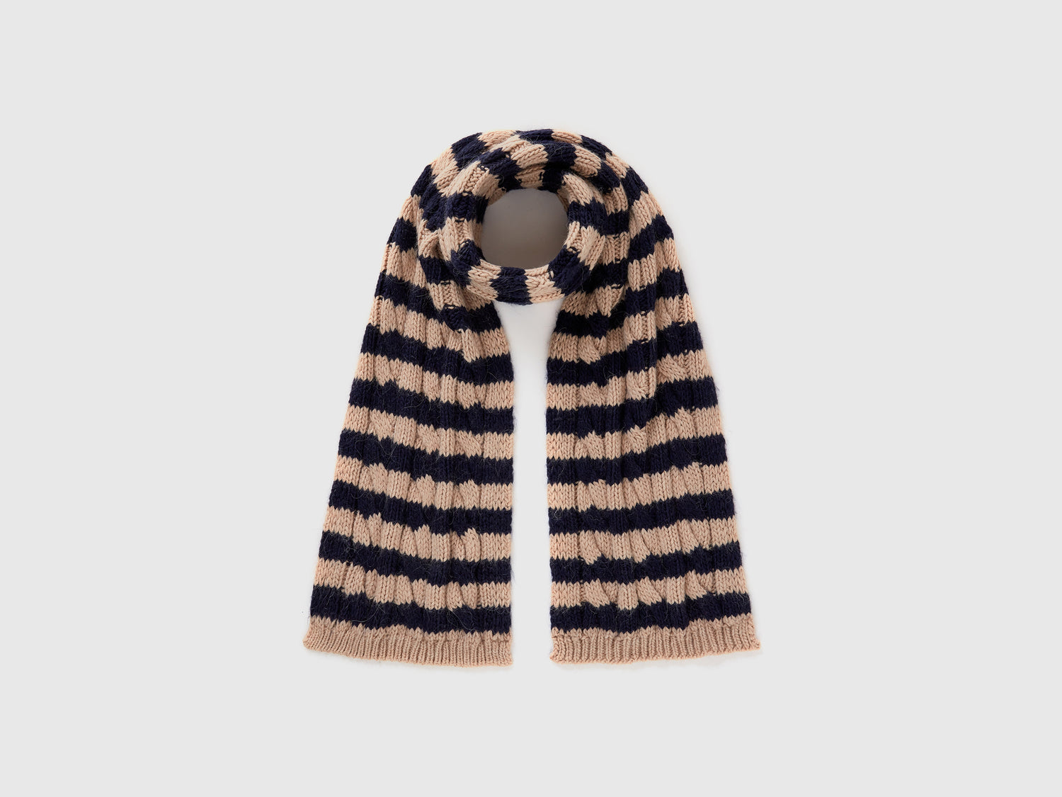 Bufanda de rayas en mezcla de lana y alpaca da uomo blu scuro | Benetton Outlet