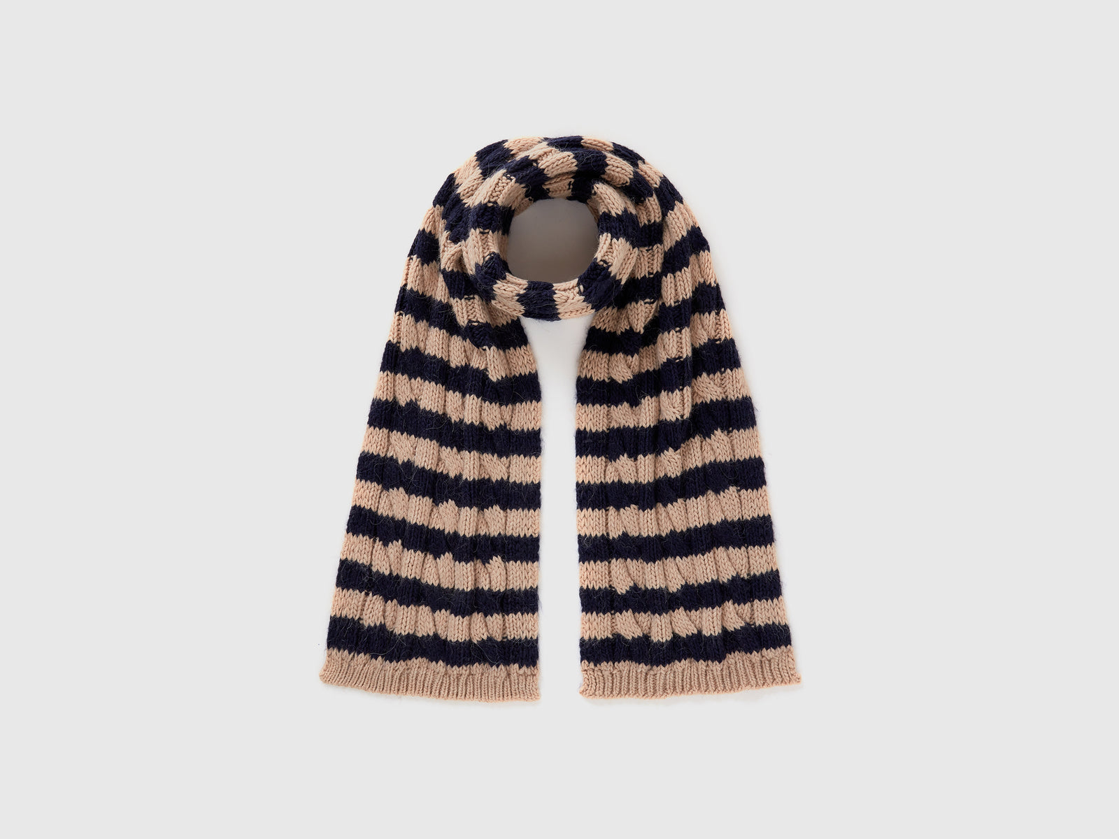 Striped scarf in wool and alpaca blend da uomo blu scuro | Benetton Outlet