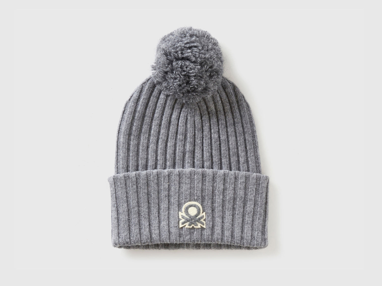 Berretto con logo e pom pom da donna grigio | Benetton Outlet