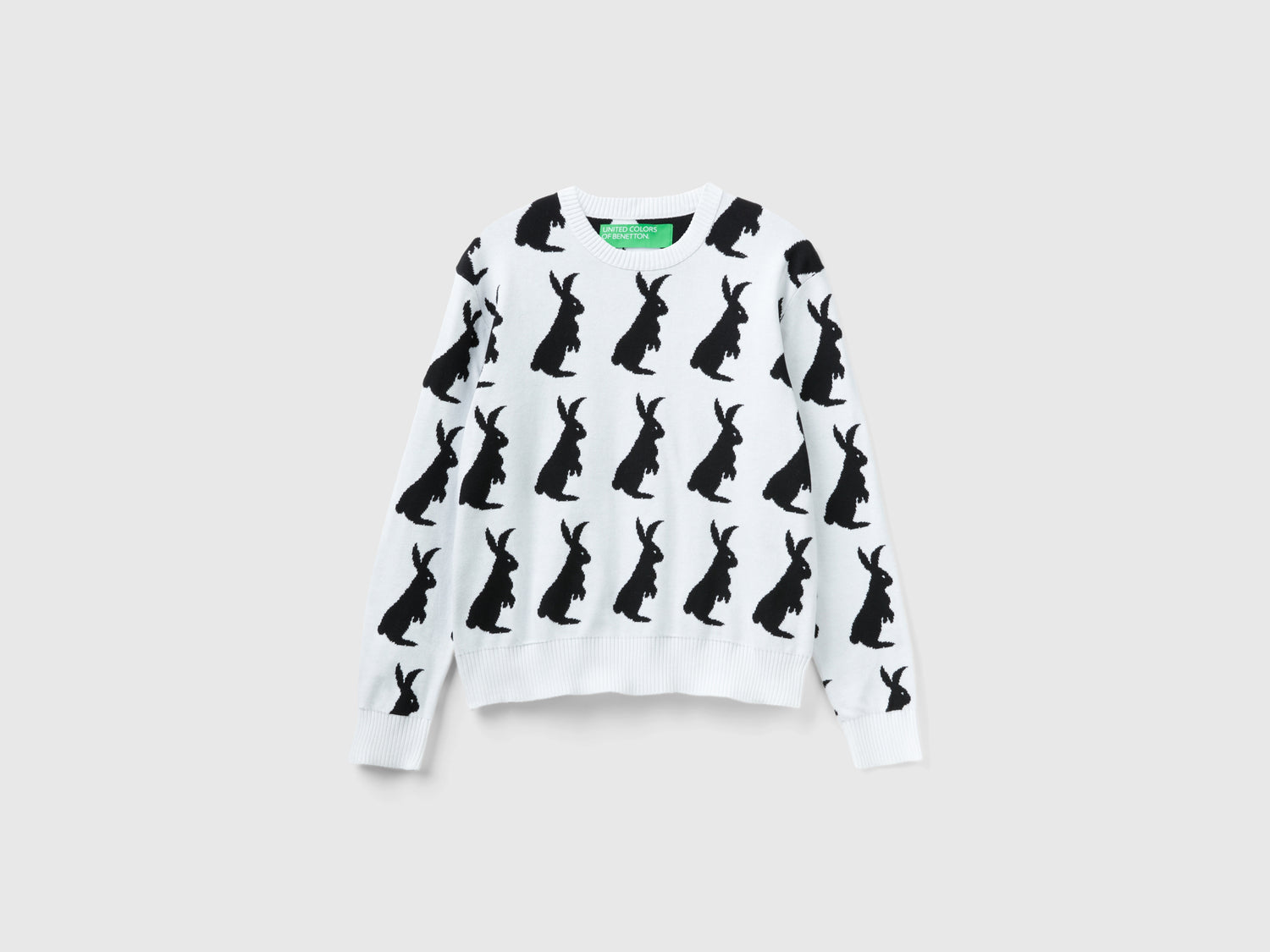 Maglia con pattern coniglio da uomo bianco | Benetton Outlet