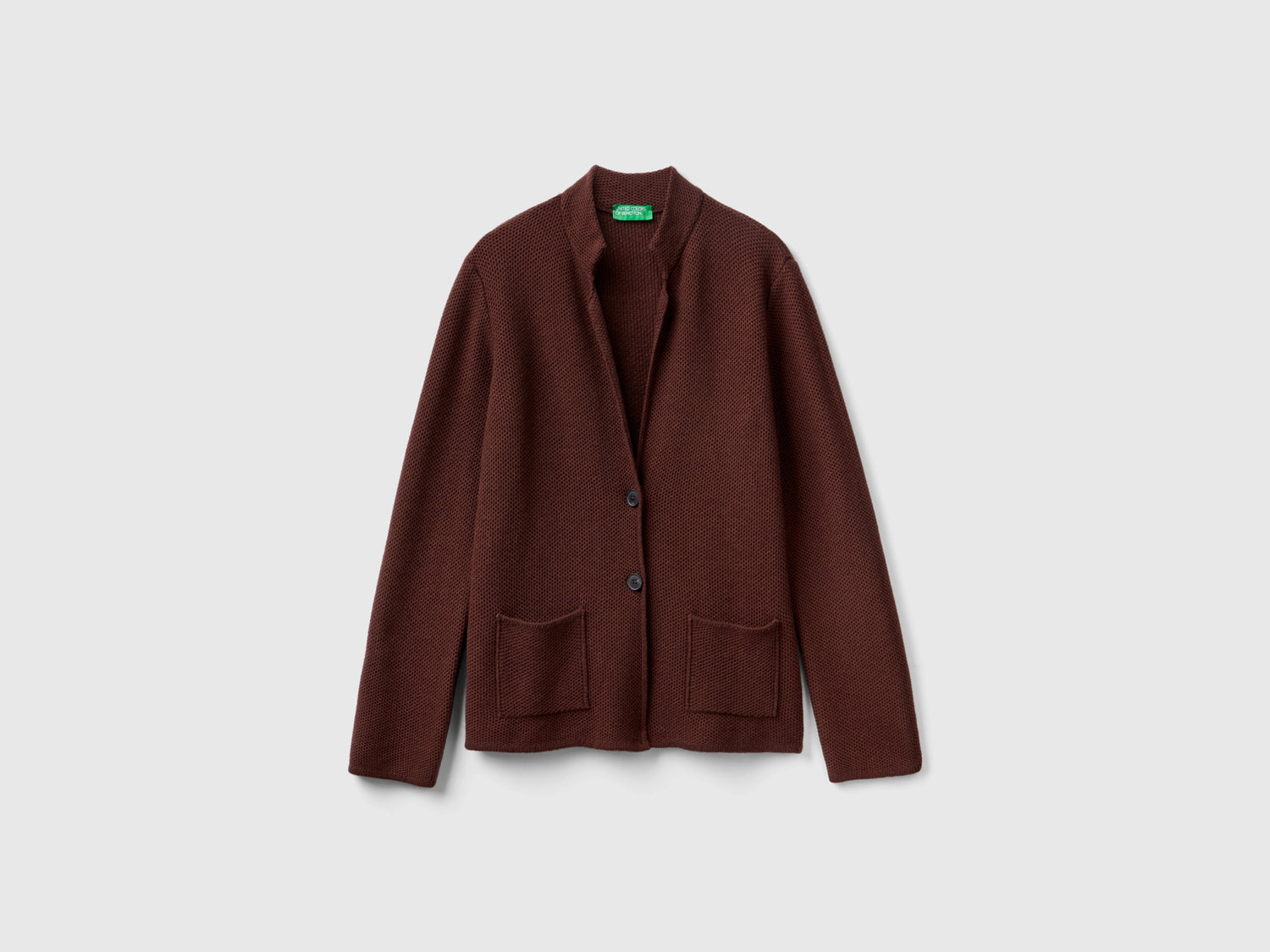 Giacca in maglia misto lana e cashmere da donna marrone scuro | Benetton Outlet